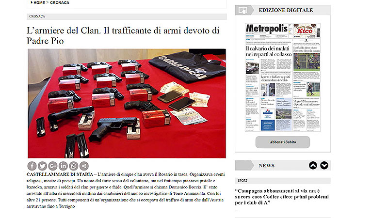 Waffenhandel Camorra Neapel Unterkärnten Mafia Internetartikel